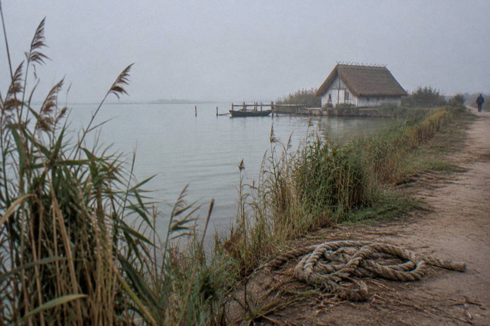 View across the lagoon from a shore path near El Palmar